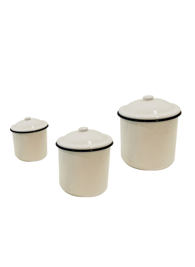Alsaif home Ghadar Spice Boxes Set of 3 Pieces White - Saif Home 