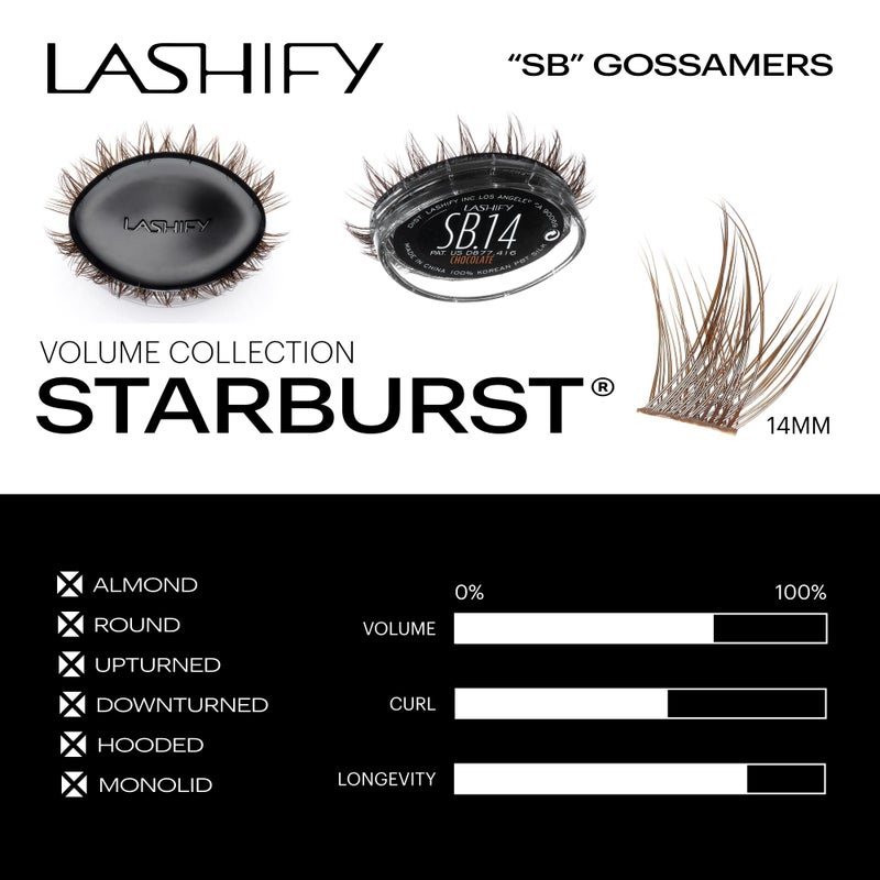 Lashify Star Burst 14mm Gossamer DIY Eyelash Extensions Refill, The Ultimate Multi-Length Multi Layered Lash, Chocolate Color, Easy False Lashes - Image 3