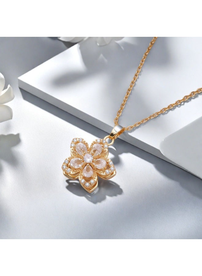 إينوشا قلادة زهرة دوّارة أنيقة من السبائك - سلسلة رفيعة متعددة الطبقات لخط الترقوة، قلادة فاخرة للسيدات العصرات، إكسسوارات минимаية عصرية - Image 4