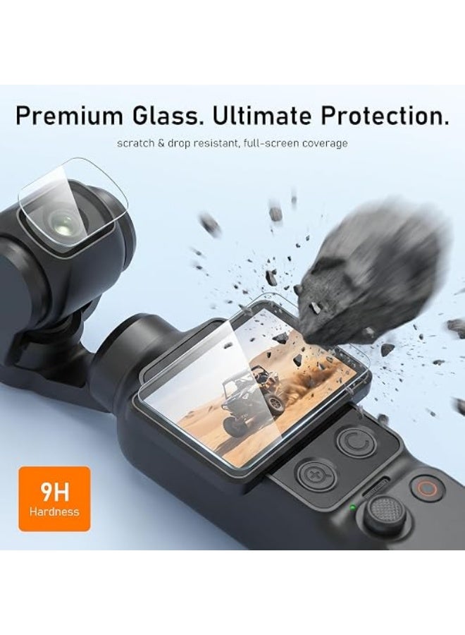 CYNOVA Screen Protector for DJI Osmo Pocket 4 Accessories, Tempered Glass with Auto Alignment Tool for DJI Osmo Pocket 3/4/Xtra Muse, Easy Install Bubble Free, HD Clear, Scratch Resistant [2+2 Pack] - Image 5