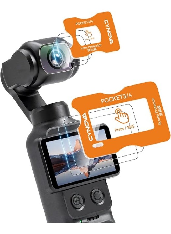 CYNOVA Screen Protector for DJI Osmo Pocket 4 Accessories, Tempered Glass with Auto Alignment Tool for DJI Osmo Pocket 3/4/Xtra Muse, Easy Install Bubble Free, HD Clear, Scratch Resistant [2+2 Pack] - Image 1
