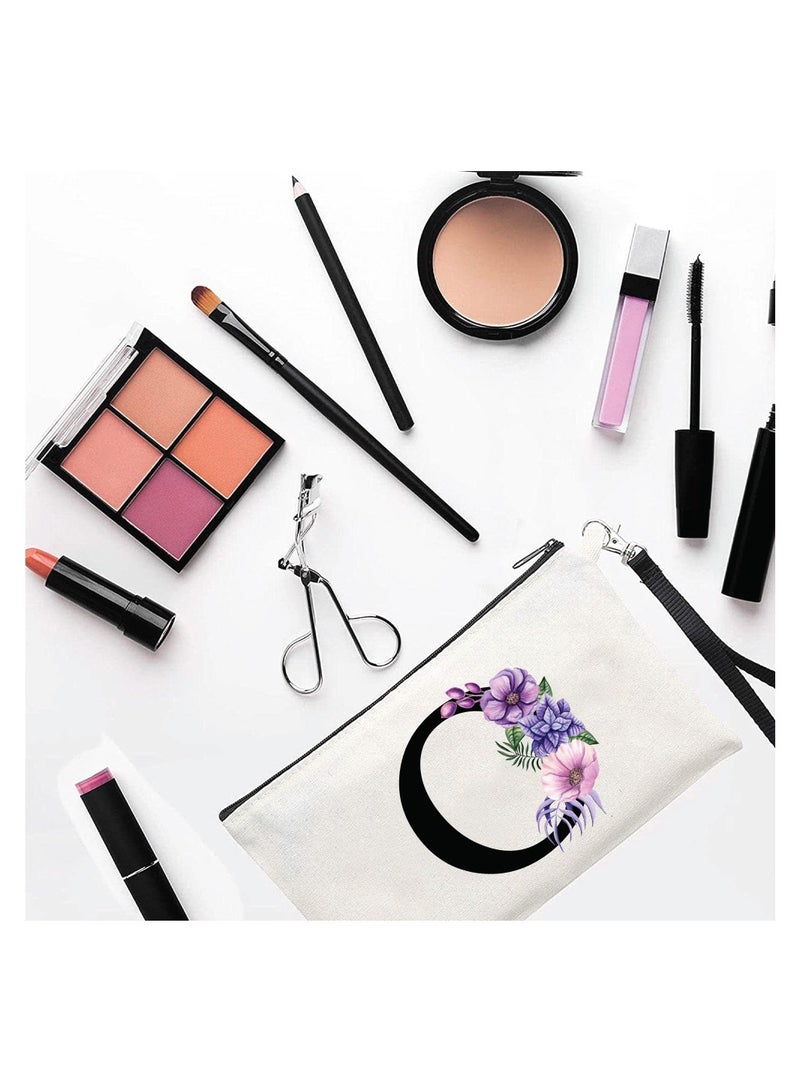 PRINTSHOP4ME Initial Monogram Travel Makeup Bag for Women Unique Birthday Gifts for Mother - Bride Bridesmaid Cosmetic bag - Initial Canvas Makeup Bag Gifts with Zipper (O) - Image 2