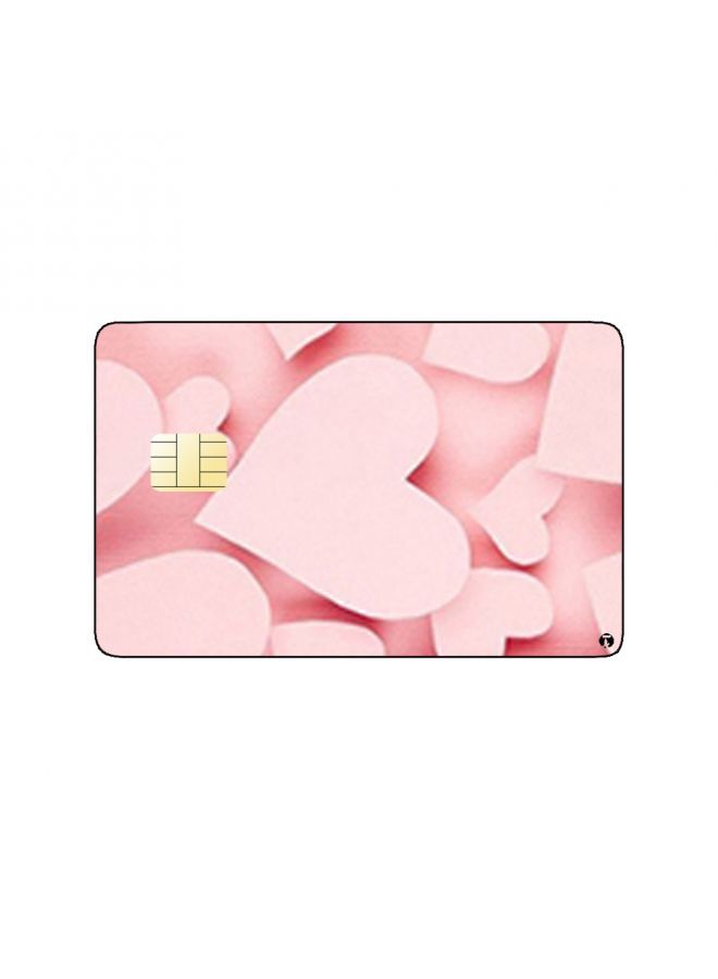 RKN PRINTED BANK CARD STICKER Cute Pink Hearts Drawing - Image 2