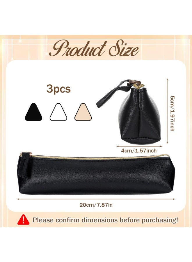 3Pcs Mini Leather Cosmetic Pouches, Portable Small Makeup Coin Bags for Women, Travel Purse Storage Organizer for Cosmetics - Image 2
