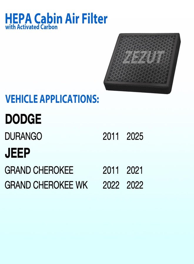 ZEZUT Cabin Air Filter CF11183 Fits 2011-2024 Dodge Durango and 2011-2021 Jeep Grand Cherokee, Honeycomb Structure and Activated Carbon, Durable and Sturdy (1 Pack) - Image 2