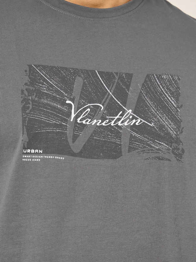 Fort Collins Fort Collins Men Grey Graphic Print Crew Neck T-Shirt