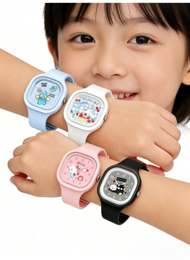 Sanrio 4 PCS Square Cartoon  Children's Watch Silicone Strap Suitable for All Ages Kids Gift Watches - Image 2