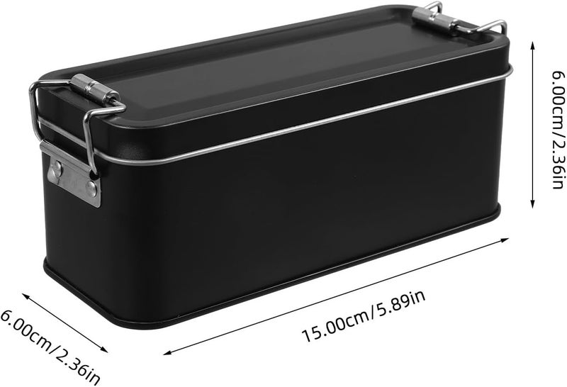 KICHOUSE Small Tin Box with Lid Metal Storage Container for Cookies and Snacks Vintage Style Black Fruit Storage Box for Picnic and Kitchen Organization - Image 2