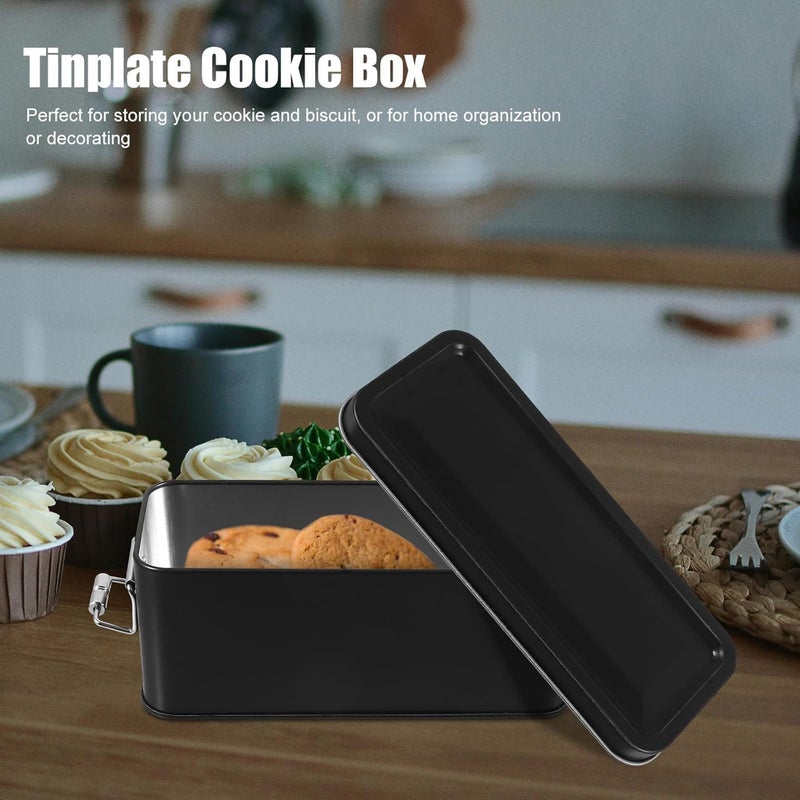 KICHOUSE Small Tin Box with Lid Metal Storage Container for Cookies and Snacks Vintage Style Black Fruit Storage Box for Picnic and Kitchen Organization - Image 4