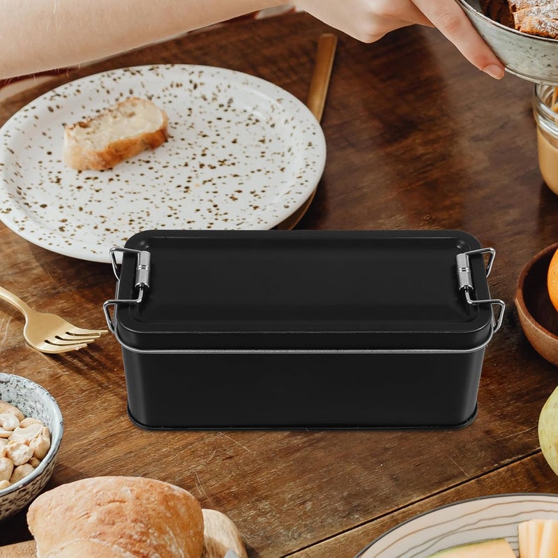 KICHOUSE Small Tin Box with Lid Metal Storage Container for Cookies and Snacks Vintage Style Black Fruit Storage Box for Picnic and Kitchen Organization - Image 5