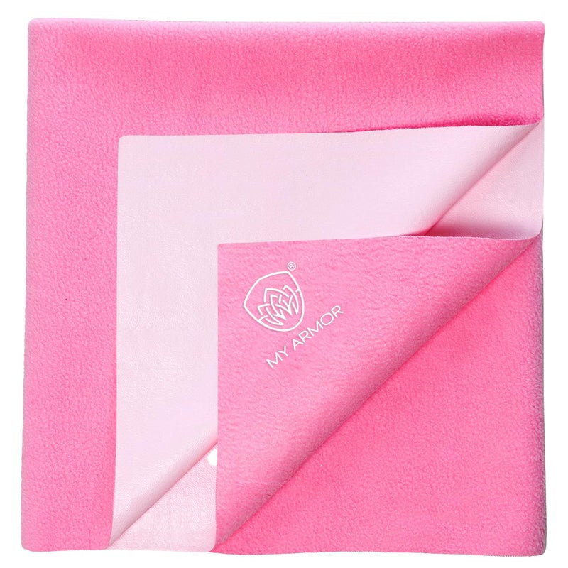 MY ARMOR Baby Dry Sheet for New Born Baby, Anti-Piling Waterproof Mattress Protector for Bed (Quick Drying/Extra Absorbent Dry Sheet for Bed) X-Large 140x200 cm, Pack of 1, Baby Pink - Image 1