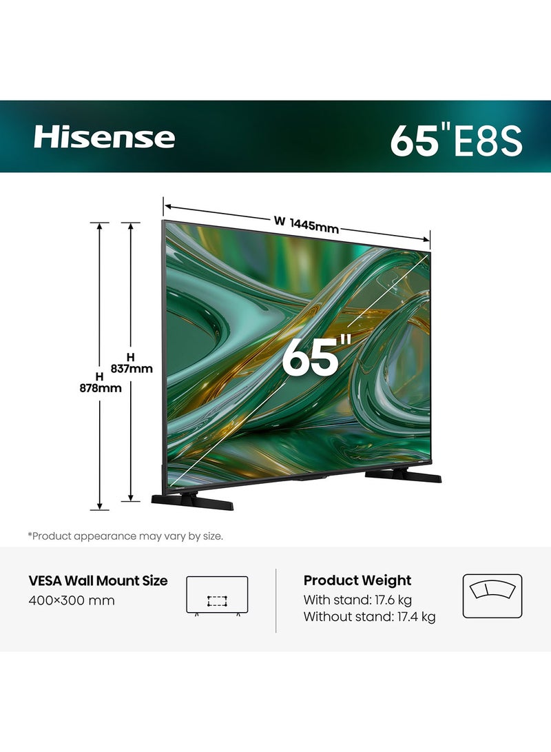 Hisense 65E8S (2026 Model) 65-Inch 4K Mini LED QLED Smart TV | 144Hz Game Mode | Devialet Sound | Dolby Vision IQ | AI Picture & Sound | Hands-Free Voice | Hi-View AI Engine | 3 Years Warranty 65E8S Tarnish - Image 2