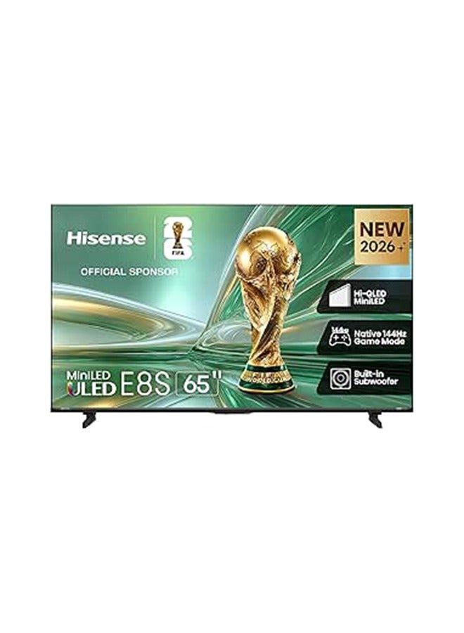 هايسنس 65 بوصة 4K QLED سمارت تي في 65E8S, Dolby Vision Atmos, 144Hz VRR, Mini LED, Game Mode Pro, 500 nits سطوع نموذجي, 8 سنوات تحديث نظام التشغيل - Image 1
