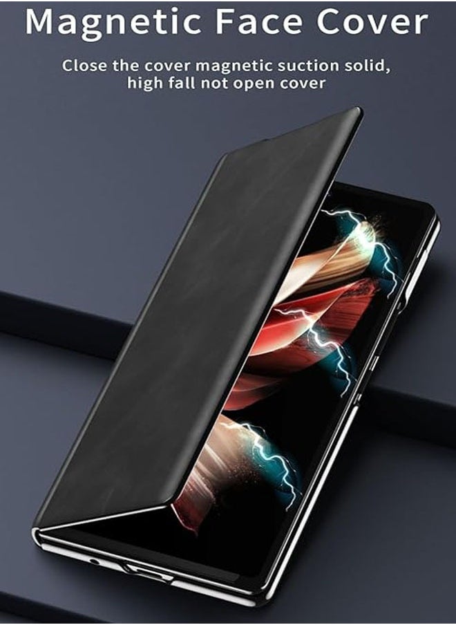General The phone case is compatible with the Honor Magic V2, the luxurious Nappa leather magnetic book style flip holder protects the phone case for the Honor Magic V2  - Image 2