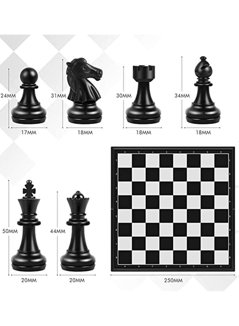 Y&D Chess Set Magnetic Travel Folding Board Game Black and White Pieces Checkers Draughts Backgammon Storage Convenient Educational Toys for Kids Adults 1 Pcs - Image 4