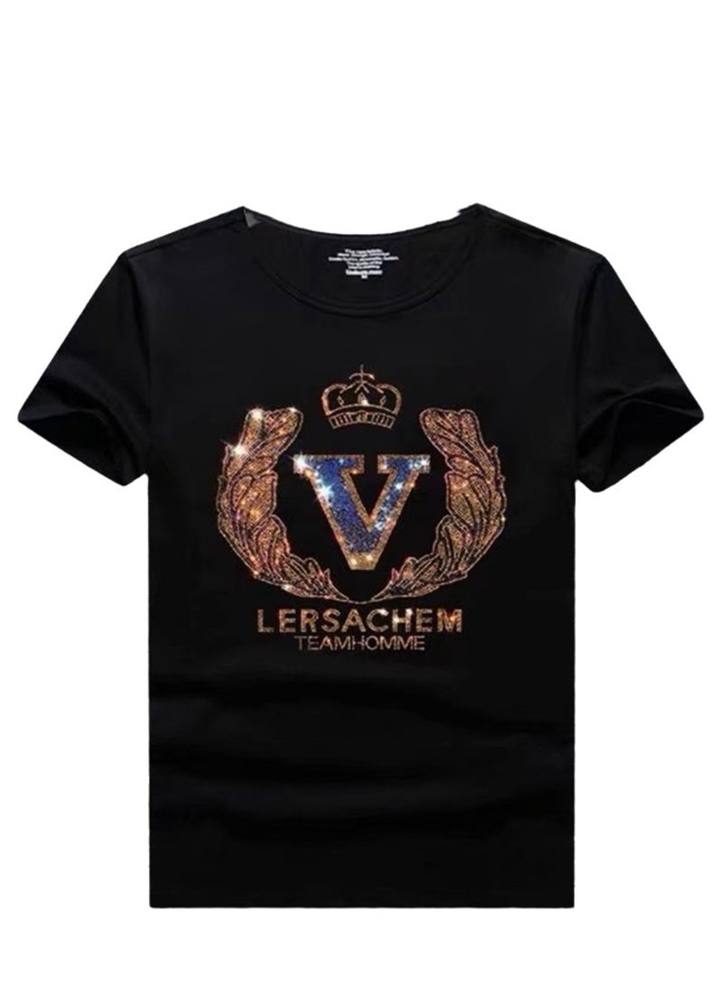 Summer personalized short-sleeved T-shirt men's clothing trendy casual half-sleeved round neck top T-shirt - Image 1