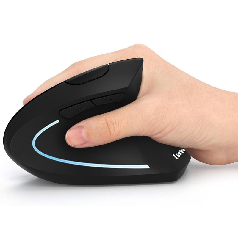 Lekvey Ergonomic Mouse, LEKVEY Vertical Wireless Mouse - Rechargeable 2.4G Optical Vertical Mice : 3 Adjustable DPI 800/1200/1600 Levels 6 Buttons, for Laptop, PC, Computer, Desktop, Notebook etc, Black - Image 1
