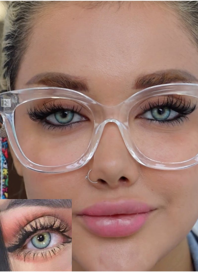 Unibling - Unibling Oasis Jade Yearly Colored Contact Lenses, Unisex Cosmetic Contact Lenses, Enlargement Collection, Green Lenses, With Case - Image 1
