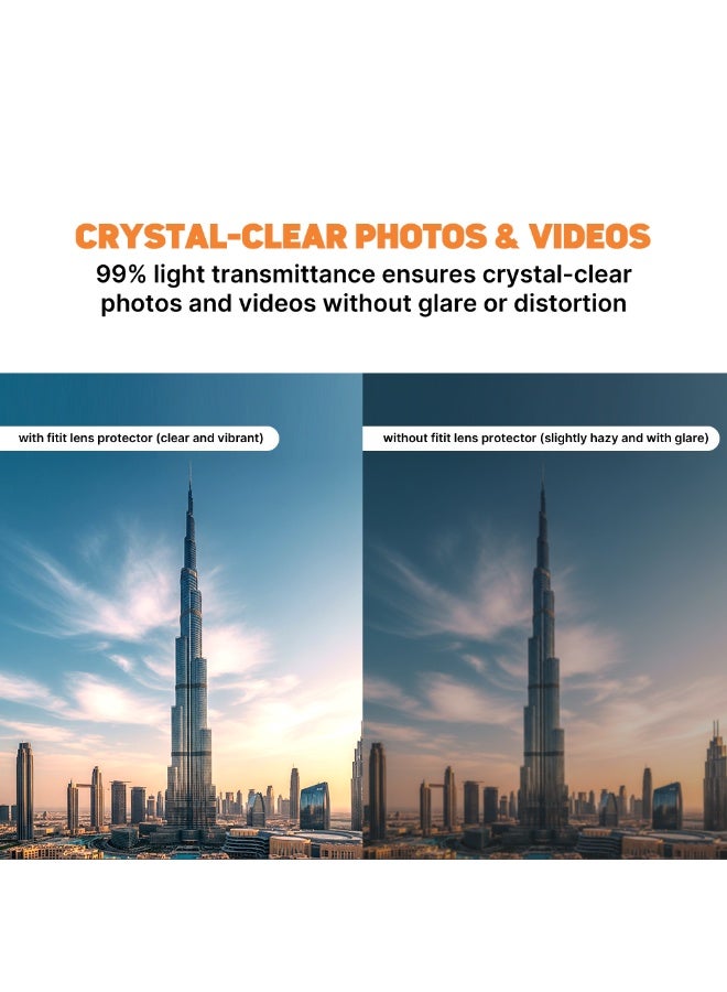 FITIT حماية عدسة الكاميرا لجهاز آيفون 16/16 بلس – زجاج مقسى 9H مع حلقة ألمنيوم، مضاد للبصمات، سهل التركيب – فيتت - Image 3