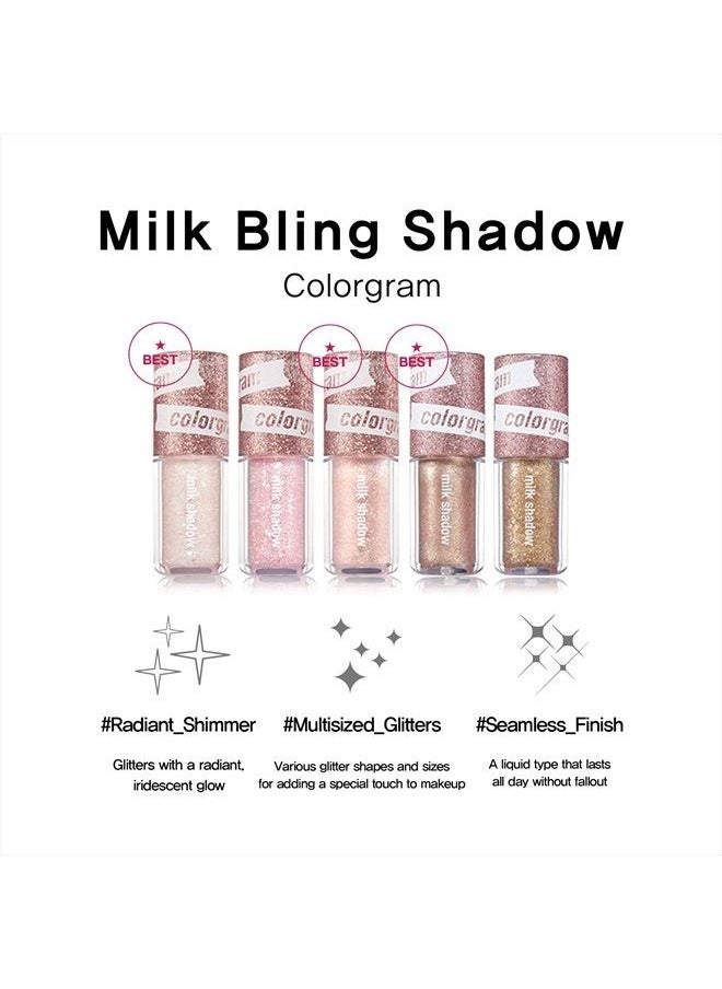 COLORGRAM - Milk Bling Shadow - 10 Final Pearl | Pigmented liquid glitter eyeshadow, Long-lasting shimmer for daily and party makeup, Multi-dimensional sparkling metallic finish, Opaque coverage, Quick - Image 1