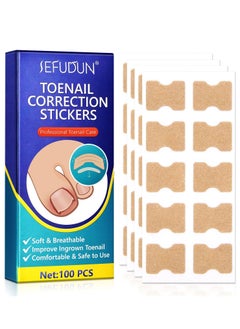 Sefudun 100 Pieces Ingrown Toenail Correction Stickers Elastic Toenail Corrector Patch Ingrown Toenail Corrector Strips Toe Nail Correction File Patches for Aesthetic Feet Relieves Pain Unisex  - Image 1