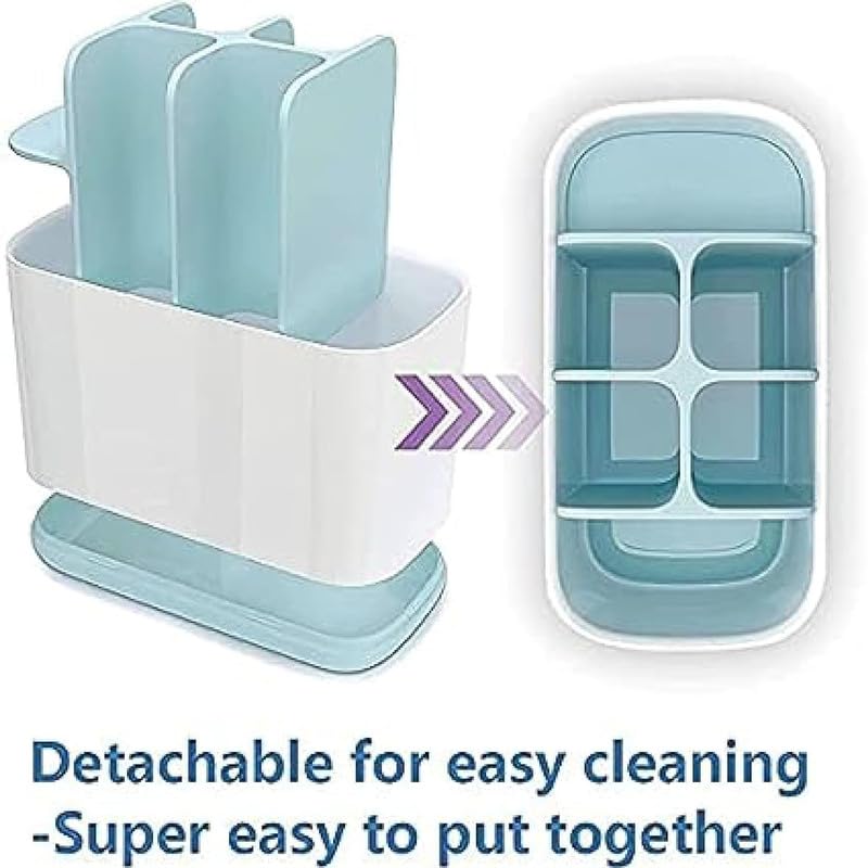 Anshri Plastic Toothbrush Holders for Bathroom Multipurpose Storage Holder Stand for Bathroom Toothbrush Tongue Cleaner Soap Comb Razor Shaving Kit and Toiletries Cosmetics Organizer White - Image 5