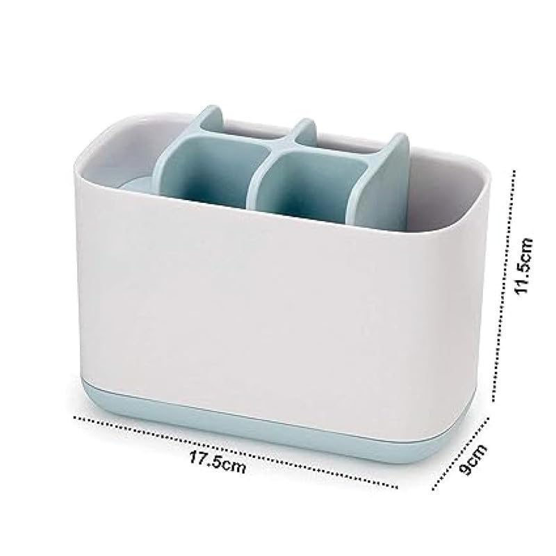 Anshri Plastic Toothbrush Holders for Bathroom Multipurpose Storage Holder Stand for Bathroom Toothbrush Tongue Cleaner Soap Comb Razor Shaving Kit and Toiletries Cosmetics Organizer White - Image 2