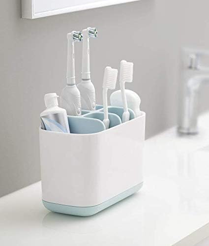 Anshri Plastic Toothbrush Holders for Bathroom Multipurpose Storage Holder Stand for Bathroom Toothbrush Tongue Cleaner Soap Comb Razor Shaving Kit and Toiletries Cosmetics Organizer White - Image 1