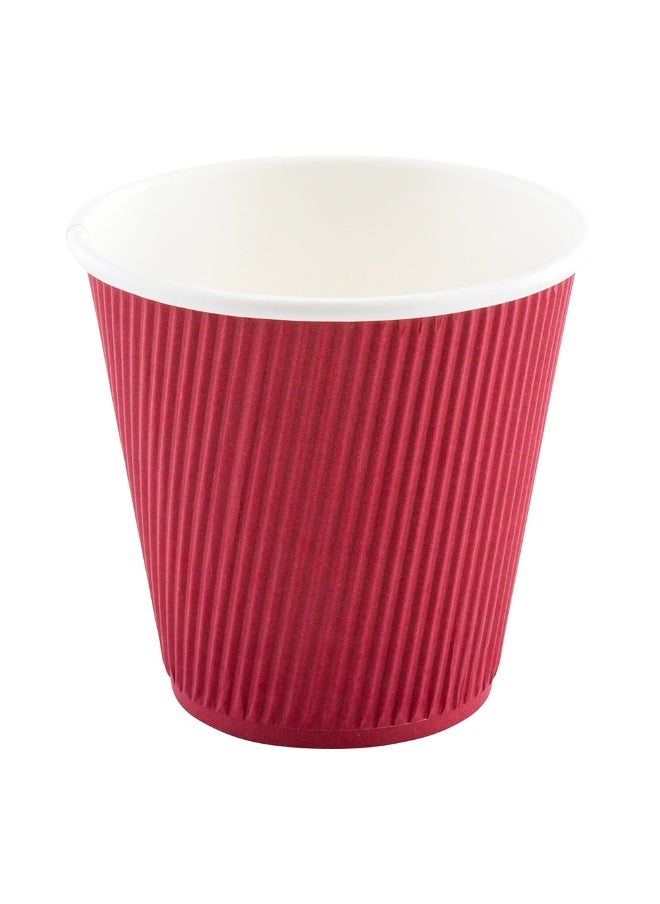 Restaurantware Restaurantware 8 Ounce Double Wall Disposable Coffee Cups, 500 Insulated Crimson Paper Tumblers, Ripple Wall Design, Lids Sold Separately for Hot Drinks like Tea, Hot Chocolate, and More  - Image 1