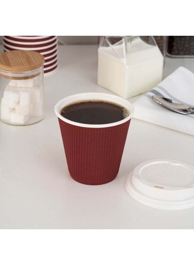 Restaurantware Restaurantware 8 Ounce Double Wall Disposable Coffee Cups, 500 Insulated Crimson Paper Tumblers, Ripple Wall Design, Lids Sold Separately for Hot Drinks like Tea, Hot Chocolate, and More  - Image 4