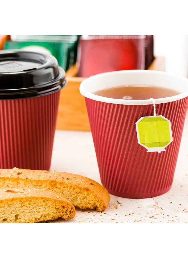 Restaurantware Restaurantware 8 Ounce Double Wall Disposable Coffee Cups, 500 Insulated Crimson Paper Tumblers, Ripple Wall Design, Lids Sold Separately for Hot Drinks like Tea, Hot Chocolate, and More  - Image 3