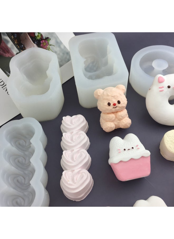 Generic - Cartoon Kitten Rabbit Milk Brick West Highland Bear Rice Ball Cat Claw Pinch Silicone Mold DIY Handmade Plaster Mold-Specifications:Flower Omelet Mold - Image 1