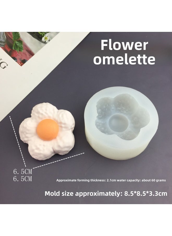 Generic - Cartoon Kitten Rabbit Milk Brick West Highland Bear Rice Ball Cat Claw Pinch Silicone Mold DIY Handmade Plaster Mold-Specifications:Flower Omelet Mold - Image 1