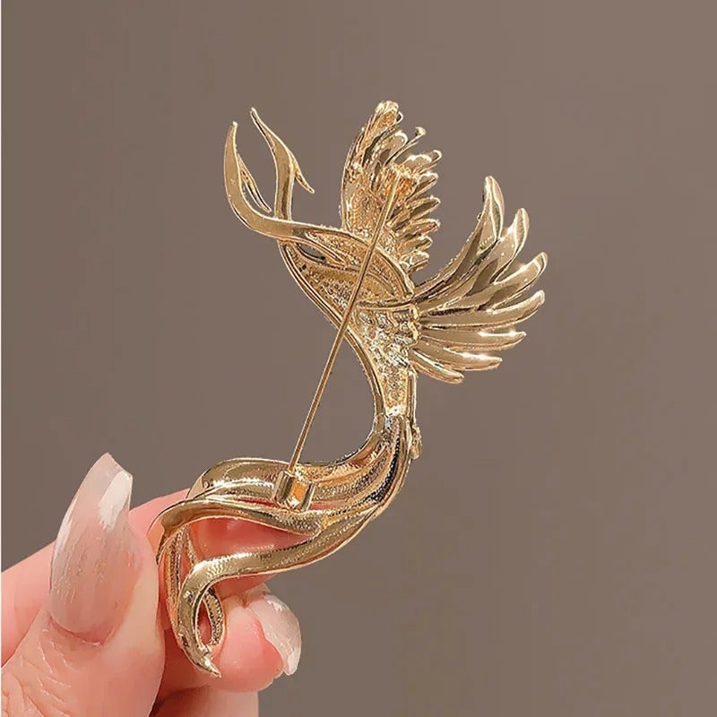The Black Pearl Accessories Golden Blue Zirconic Phoenix Brooch - Image 5