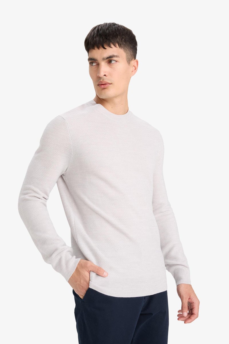 DeFacto Grey Man Standard Fit Crew Neck Knitwear Pullover Casual - Image 3