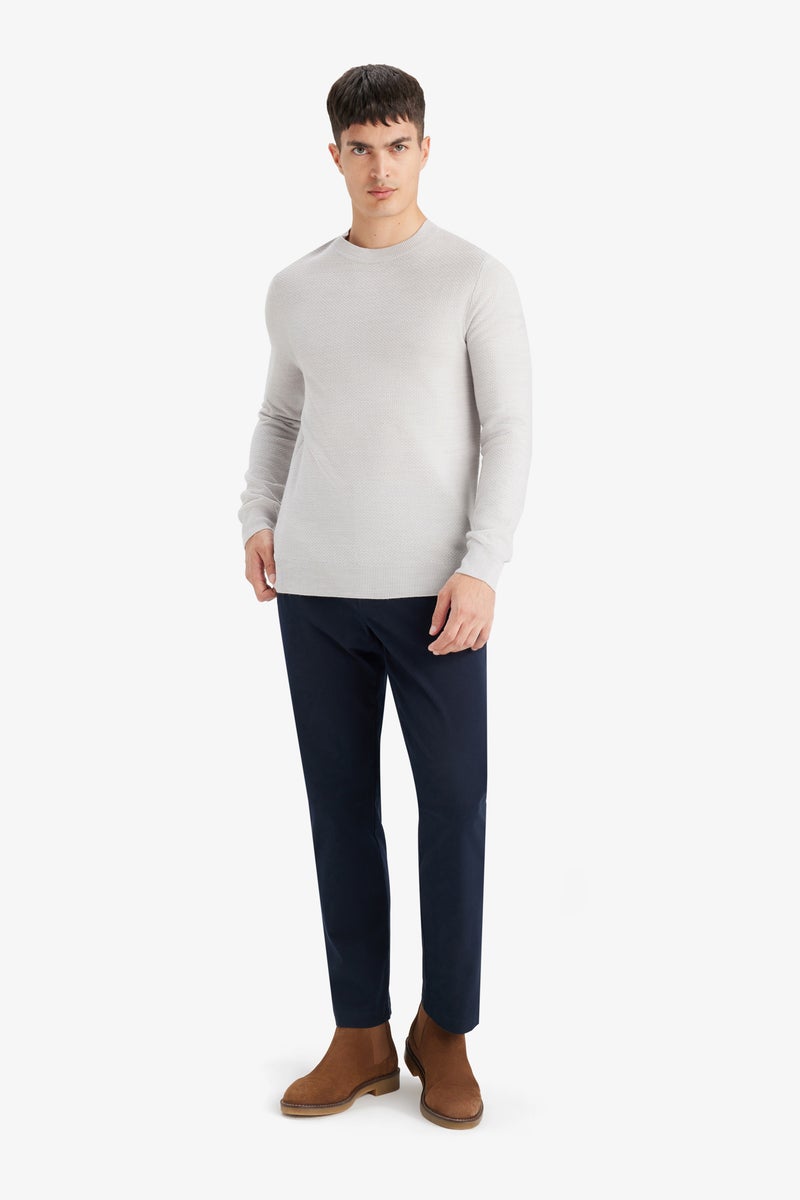 DeFacto Grey Man Standard Fit Crew Neck Knitwear Pullover Casual - Image 2