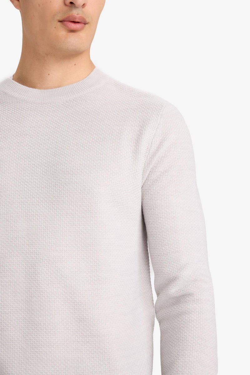 DeFacto Grey Man Standard Fit Crew Neck Knitwear Pullover Casual - Image 4