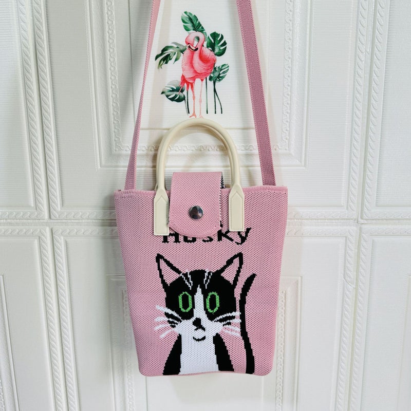 Original Design Cute Cartoon Knitted Crossbody Bag For Women Large Capacity Bag For Work, Commuting And Travel Handbag Available For - Image 4