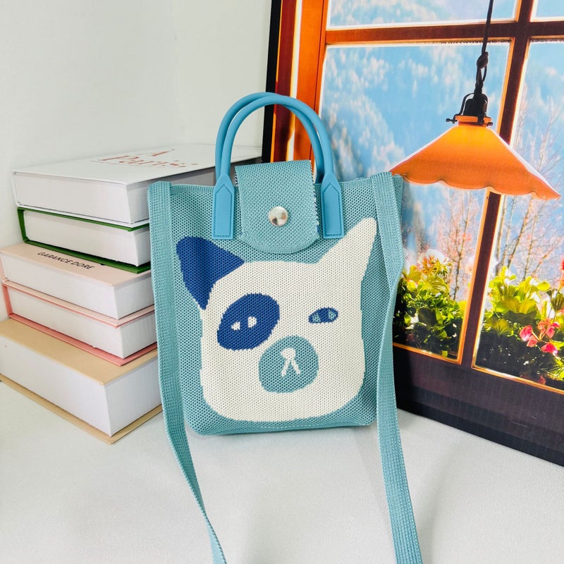 Original Design Cute Cartoon Knitted Crossbody Bag For Women Large Capacity Bag For Work, Commuting And Travel Handbag Available For - Image 1