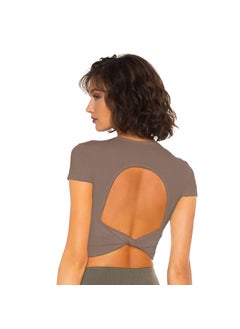 Generic alo Cross-border European and American Yoga Top Pilates Fitness Suit Training Suit Sports Yoga Suit Womens Fitness Beauty Back Brown 