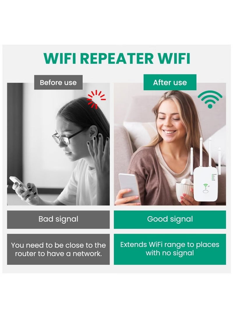 NH Wifi Extender, WiFi Signal Repeater, 300Mbps, 5G/2.4G Dual Band WiFi Extender, AC300 WiFi Range Extender, Broadband/Wi-Fi Extender, One-touch Setting, Plug And Play - Image 5