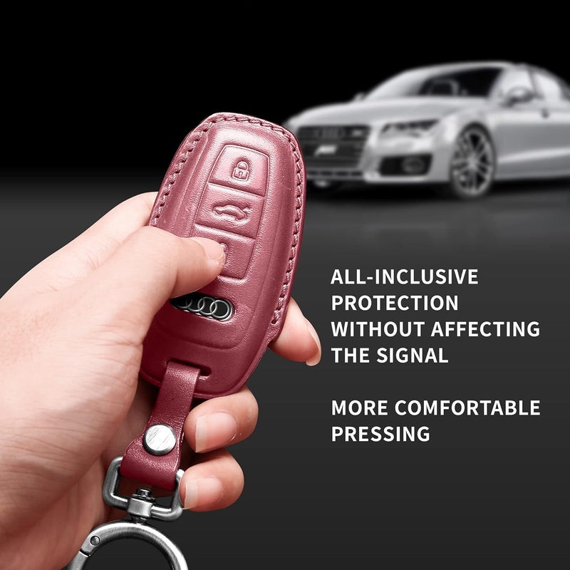 Tukellen Pink Leather Key Fob Cover for Audi - Image 5