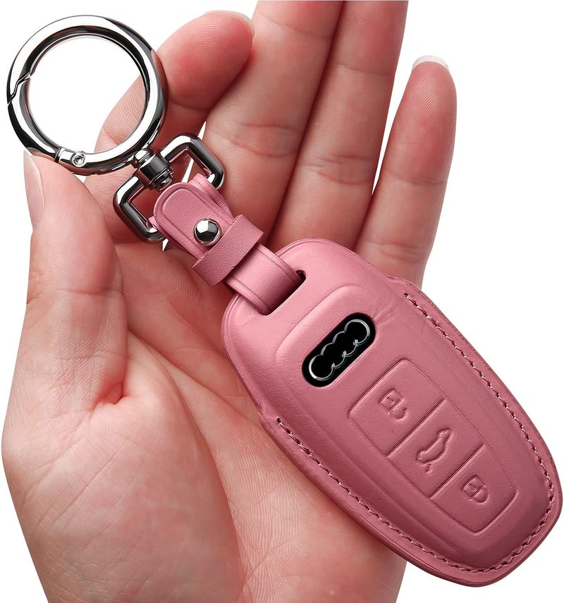 Tukellen Pink Leather Key Fob Cover for Audi - Image 1