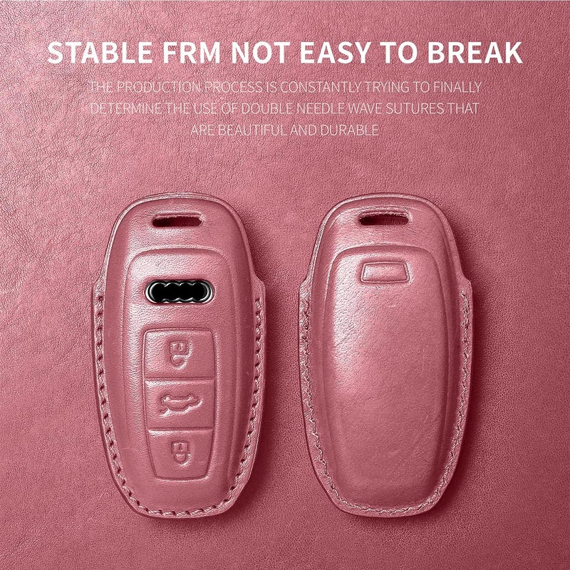 Tukellen Pink Leather Key Fob Cover for Audi - Image 3