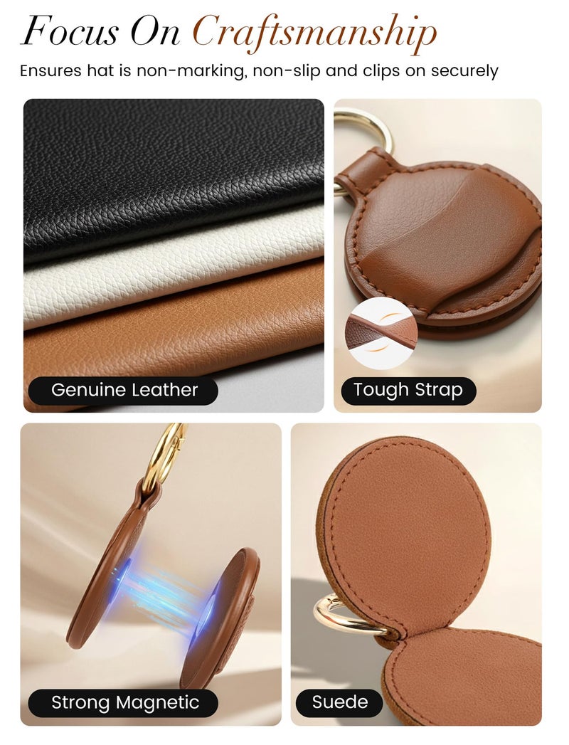 Niveaya Upgraded Magnetic Hat Clip for Hanging Sunglasses, Stylish Hat Clip for Travel Bag Luggage Backpack, Strong Magnet Hat Holder, Hands-Free, Beach Cruise Vacation Essentials, 1-Pack Brown - Image 3