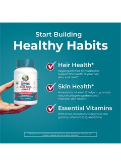 MaryRuth Organics MaryRuth Organics Hair | Skin | and Nails Vitamins | Biotin Gummies with Vitamin C & Vitamin E | Hair Growth Vitamins | Skin Care | Nail Strength | USDA Organic Gummies for Ages 14+ | 60 Count  - Image 2