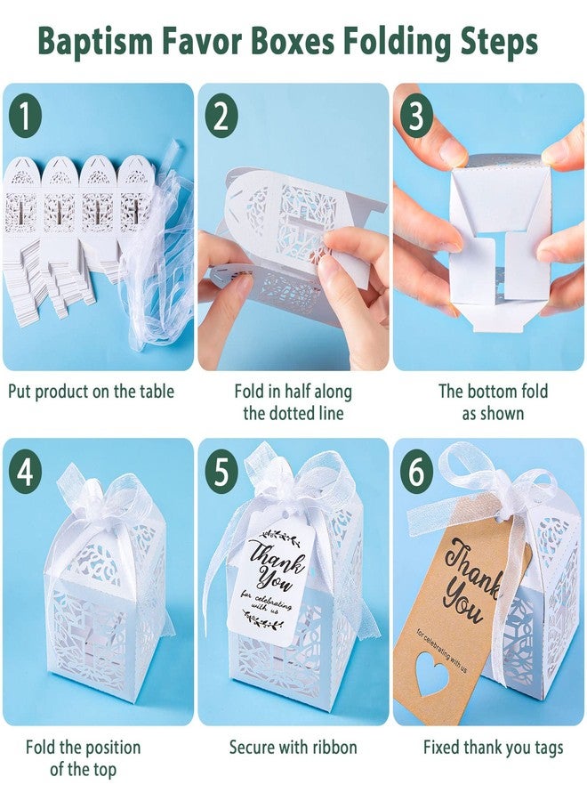 Bonuci 100 Pieces Angel Keychains Favor Angel Pendant Keychains Baptism Favor Boxes White Organza Bags with Drawstring Thank You Tags for Baby Shower Baptism Party Gift, 25 Sets - Image 4