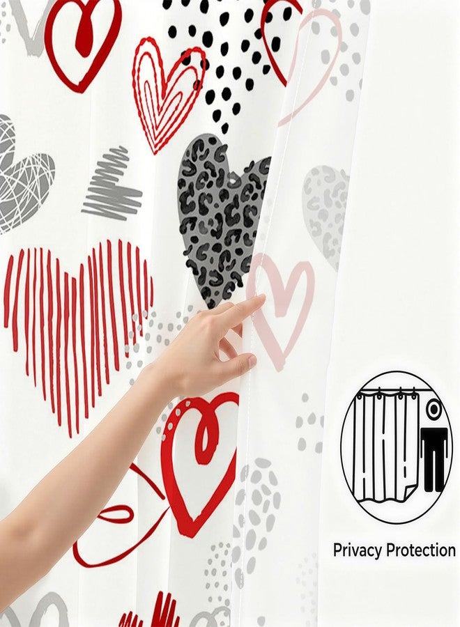 Mocsicka Valentines Shower Curtain Valentines Red Heart Shower for Bathroom Valentine Bathroom Decor Waterproof Fabric Bath Curtain with Hooks (Red, 71x71 inch) - Image 2