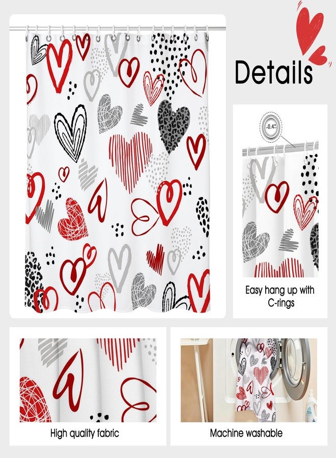 Mocsicka Valentines Shower Curtain Valentines Red Heart Shower for Bathroom Valentine Bathroom Decor Waterproof Fabric Bath Curtain with Hooks (Red, 71x71 inch) - Image 5