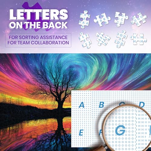 lamplig Puzzles for Adults 1000 Pieces Tree of Life Aurora Jigsaw Puzzles 1000 Pieces Puzzles with Letters on Back Hard Challenging 1000 Piece Puzzle for Gift 276x205 inch 11 Poster - Image 5